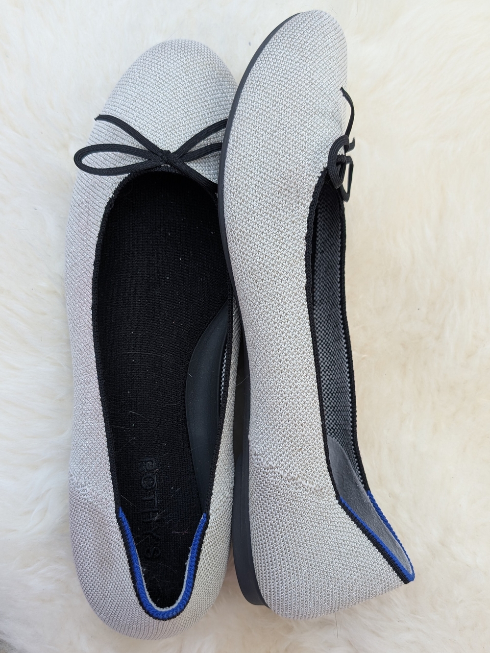 Rothy's Gray Knit Ballet Flats with Black Trim